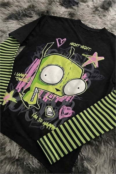 Siyah Yeşil Kollu Invader Zim GIR 
