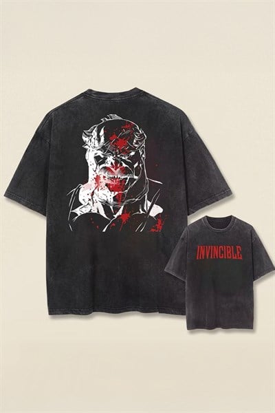 Siyah Yıkamalı Invincible Omni-Man Unisex T-Shirt