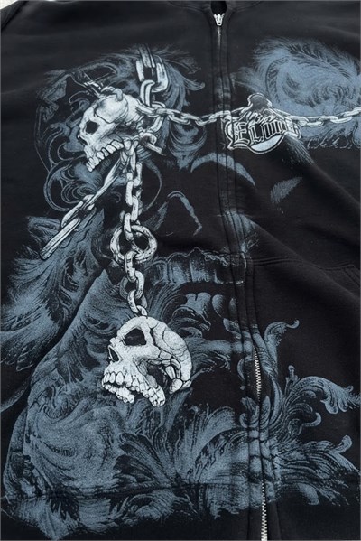 Yeni Siyah Gallows Skulls Y2K MMA Cyber Grunge Kapüşonlu Unisex Hırka