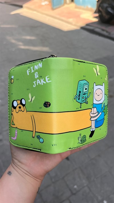 Yeşil Adventure Time Finn and Jack BMO OOO Diyarı Unisex Cüzdan