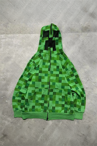 Yeşil Creeper Y2K Unsiex Hırka