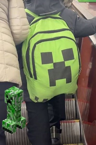 Yeşil Minecraft Creeper Face Unisex Sırt Çantası