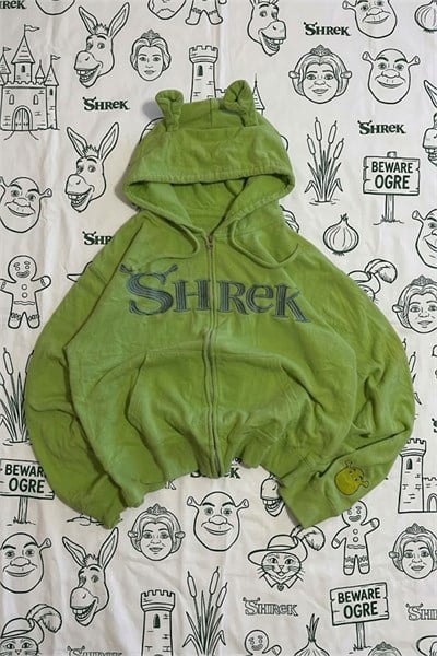 Yeşil Shrek Kulaklı Unisex Hırka