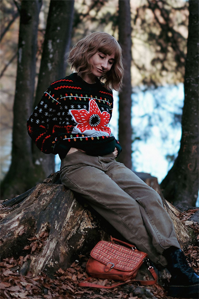 Yeşil Stranger Things Demogorgon Knitted Unisex Kazak