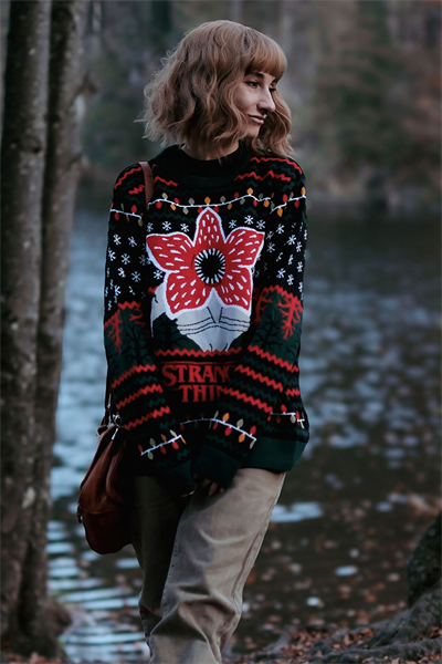 Yeşil Stranger Things Demogorgon Knitted Unisex Kazak