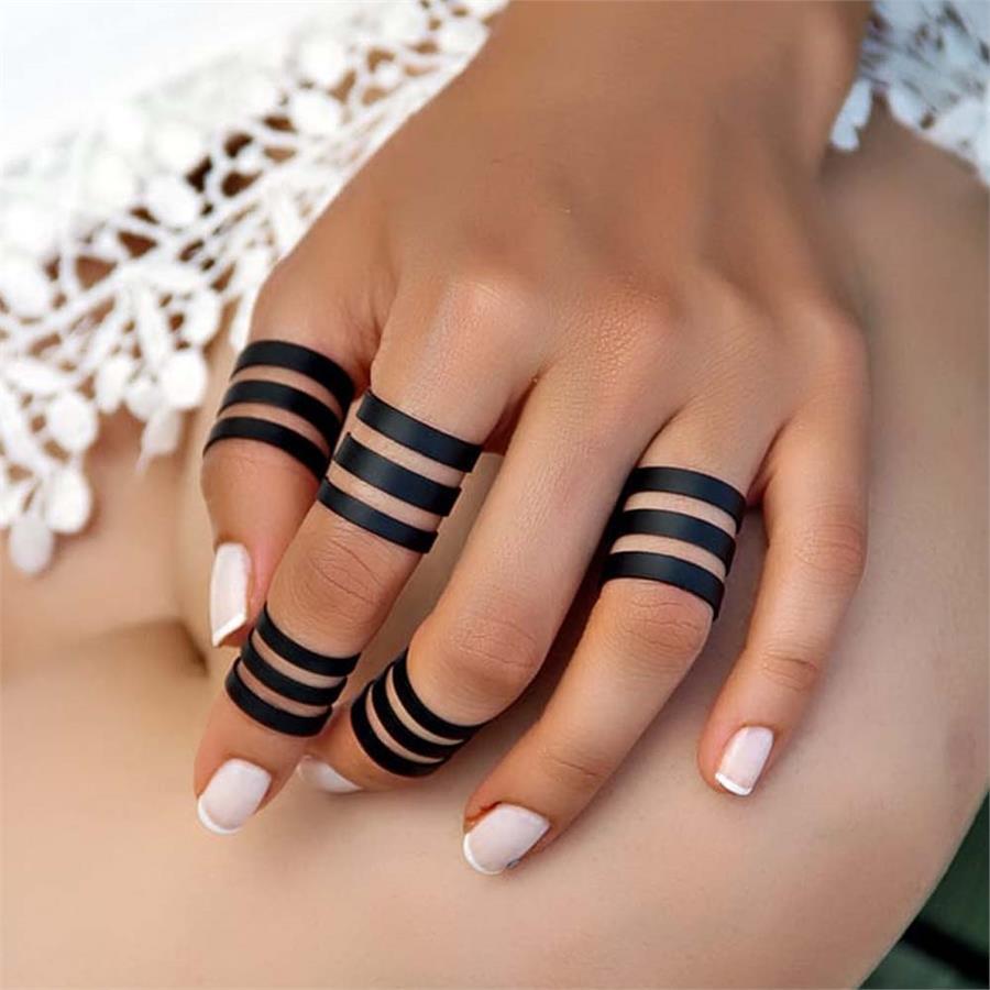 5'li Siyah Halka Yüzük Seti