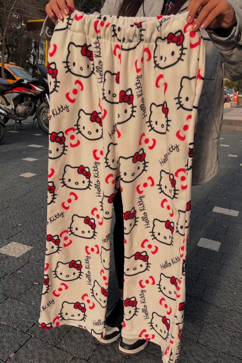 Beyaz Hello Kitty Collage Peluş Eşofman