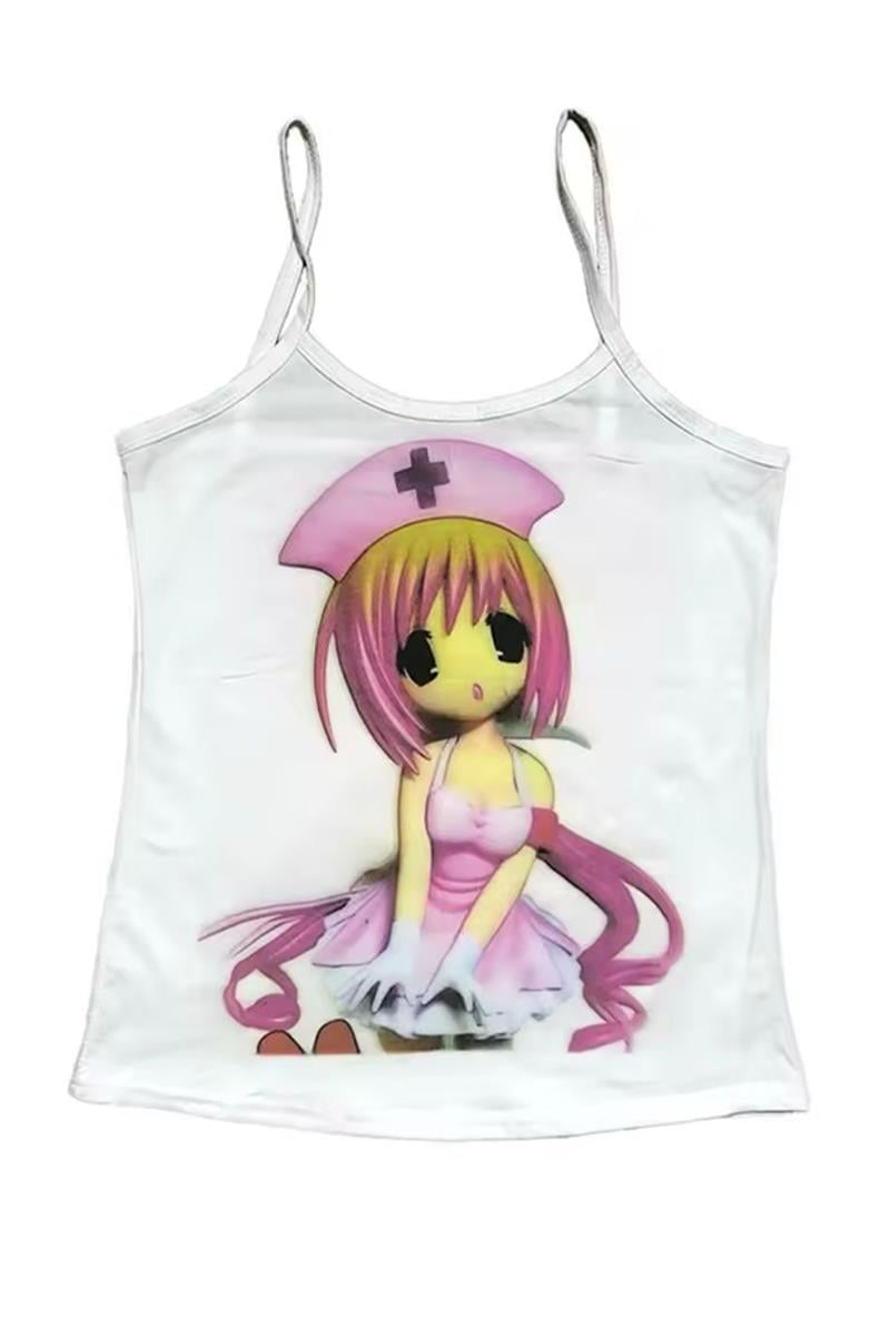 Beyaz Nurse Senpai Girl Askılı Crop