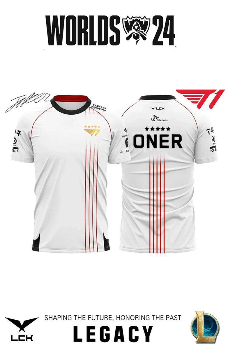 Beyaz Oner 2024 T1 Championship Team Jersey E-sports Forma Unisex