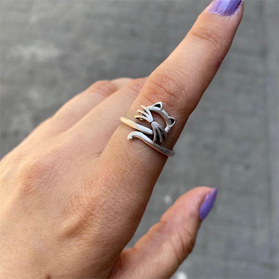 Bıyık Detaylı Kedi Yüzü Yüzük