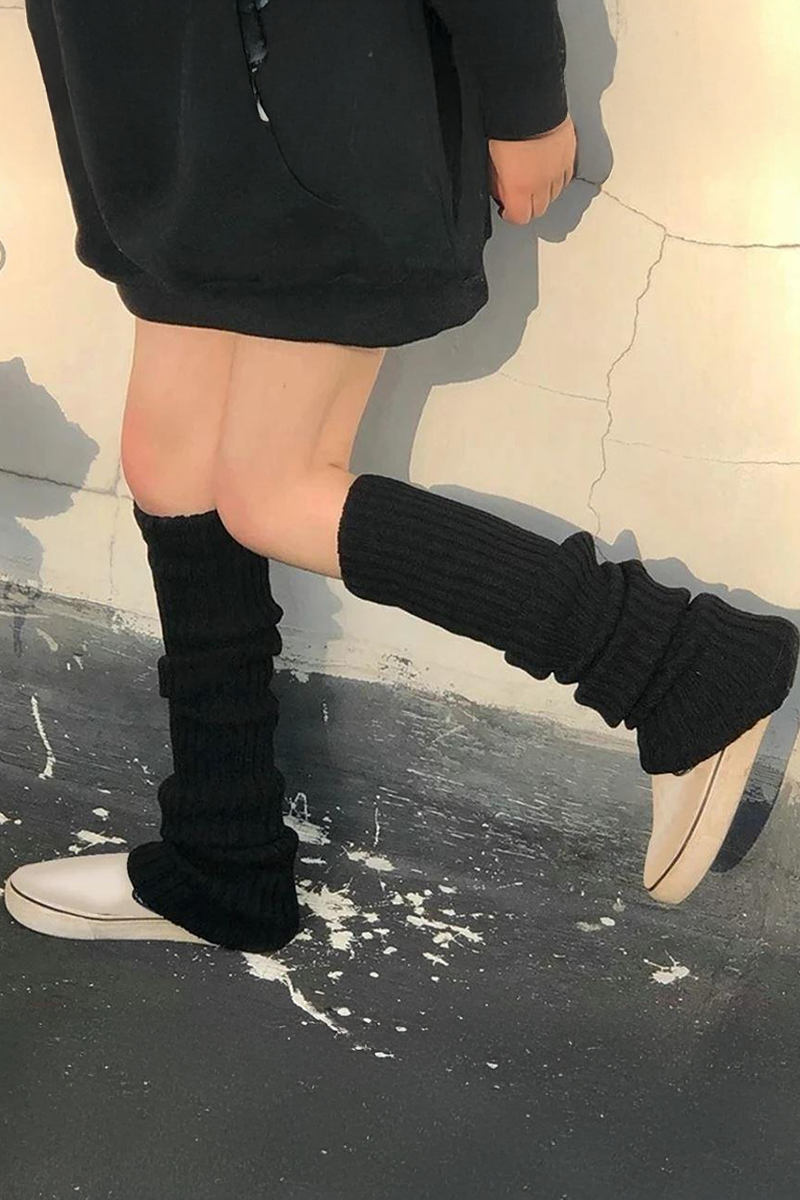 Düz Siyah Kışlık Kalın Bol Tozluk