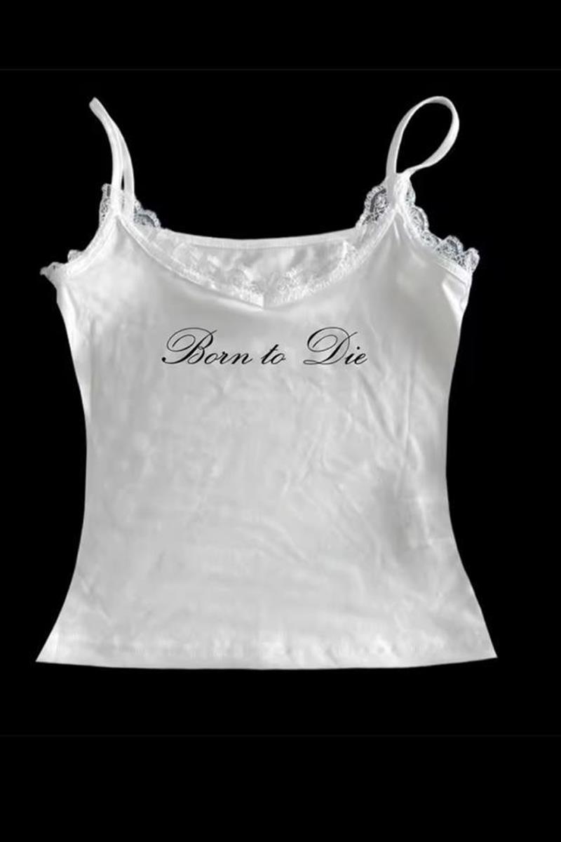 Ekru Lana Del Rey Born To Die Askılı Crop