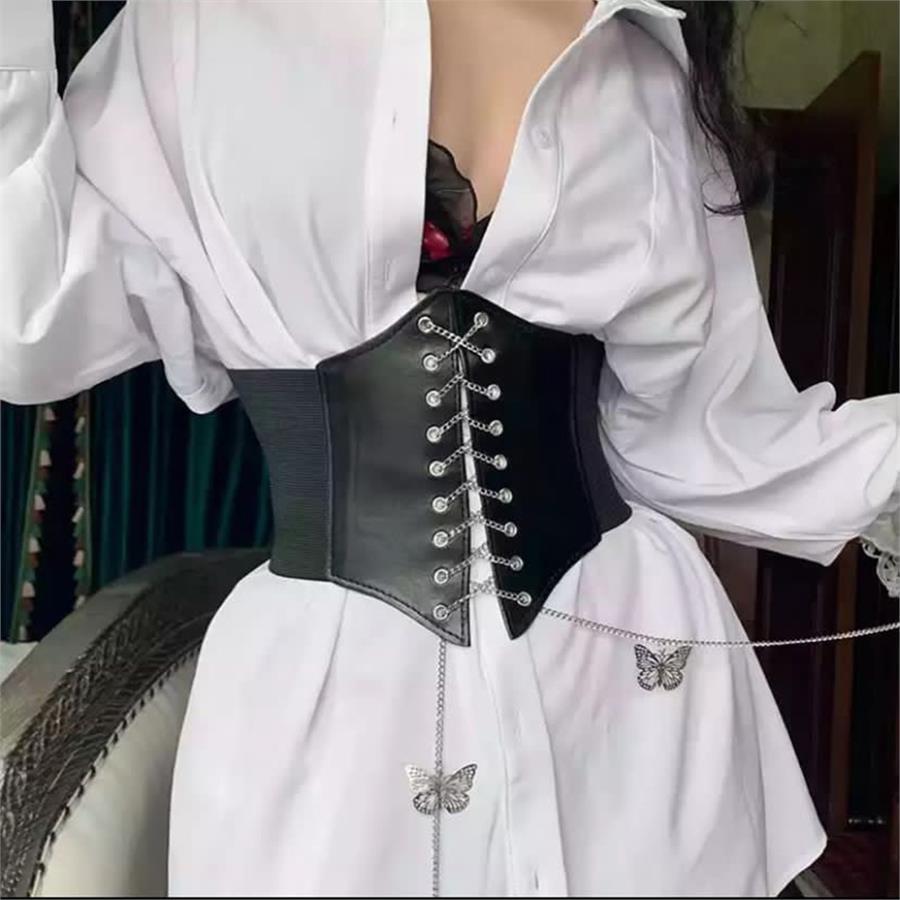 Kadın Kelebek Zincir Bağcıklı Kuş Gözlü Siyah Korse