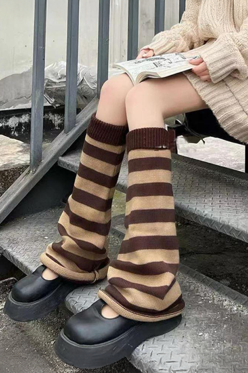 Kahverengi Bej Çizgili Tozluk