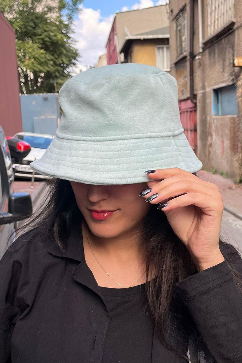 Kışlık Tozlu Mavi Unisex Bucket Şapka