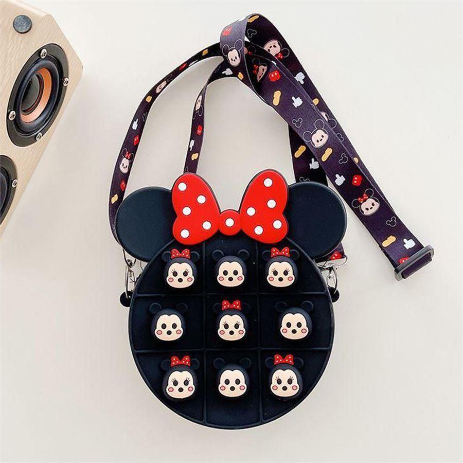 Küçük Boy Minnie - Mickey Mouse Kabartmalı Silikon Askılı Çanta