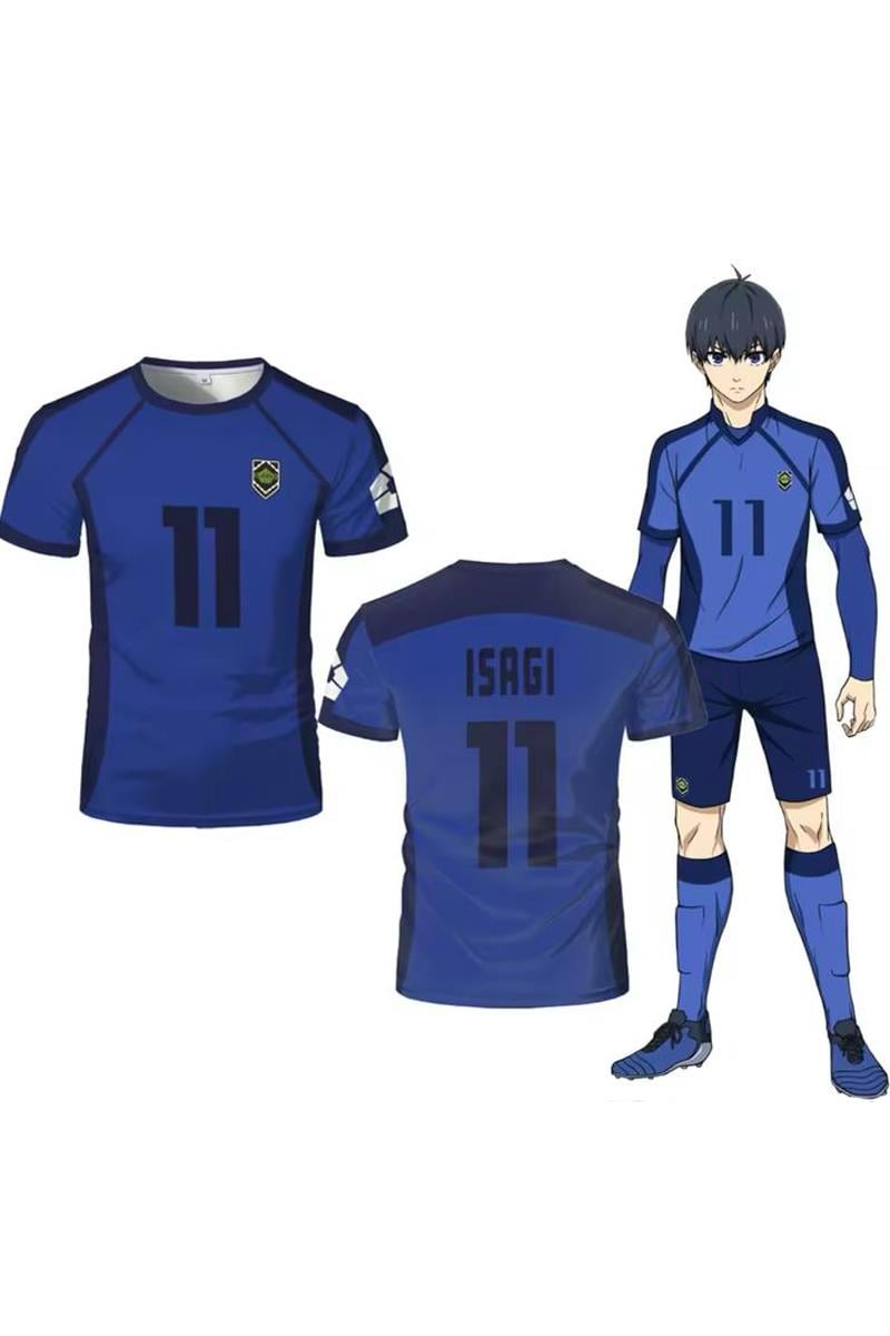 Mavi Anime Blue Lock 11 Isagi Forma Unisex T-shirt