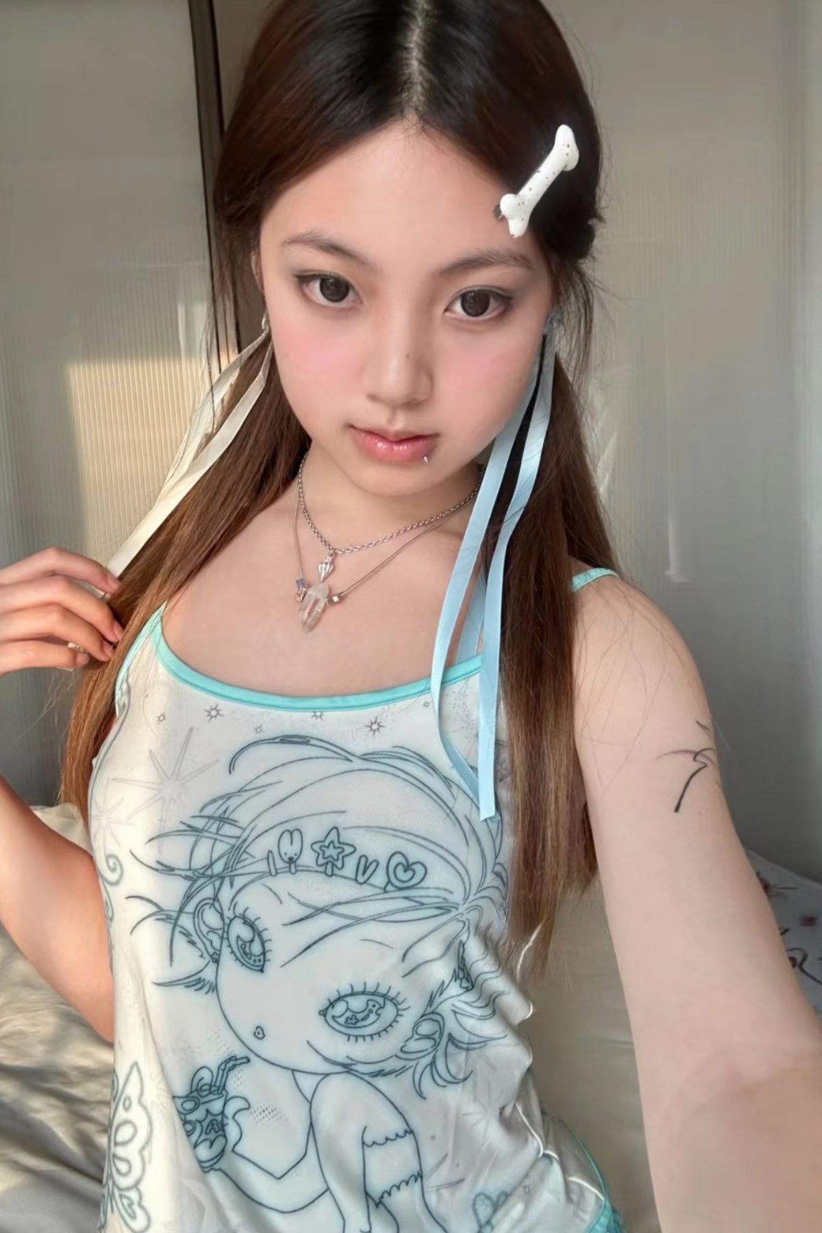 Mavi Cutie Star Girl Askılı Crop