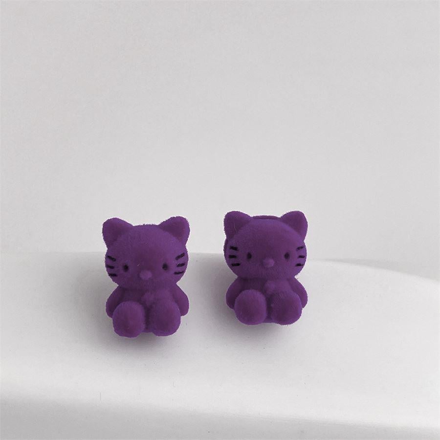 Mor Hello Kitty Peluş Küpe