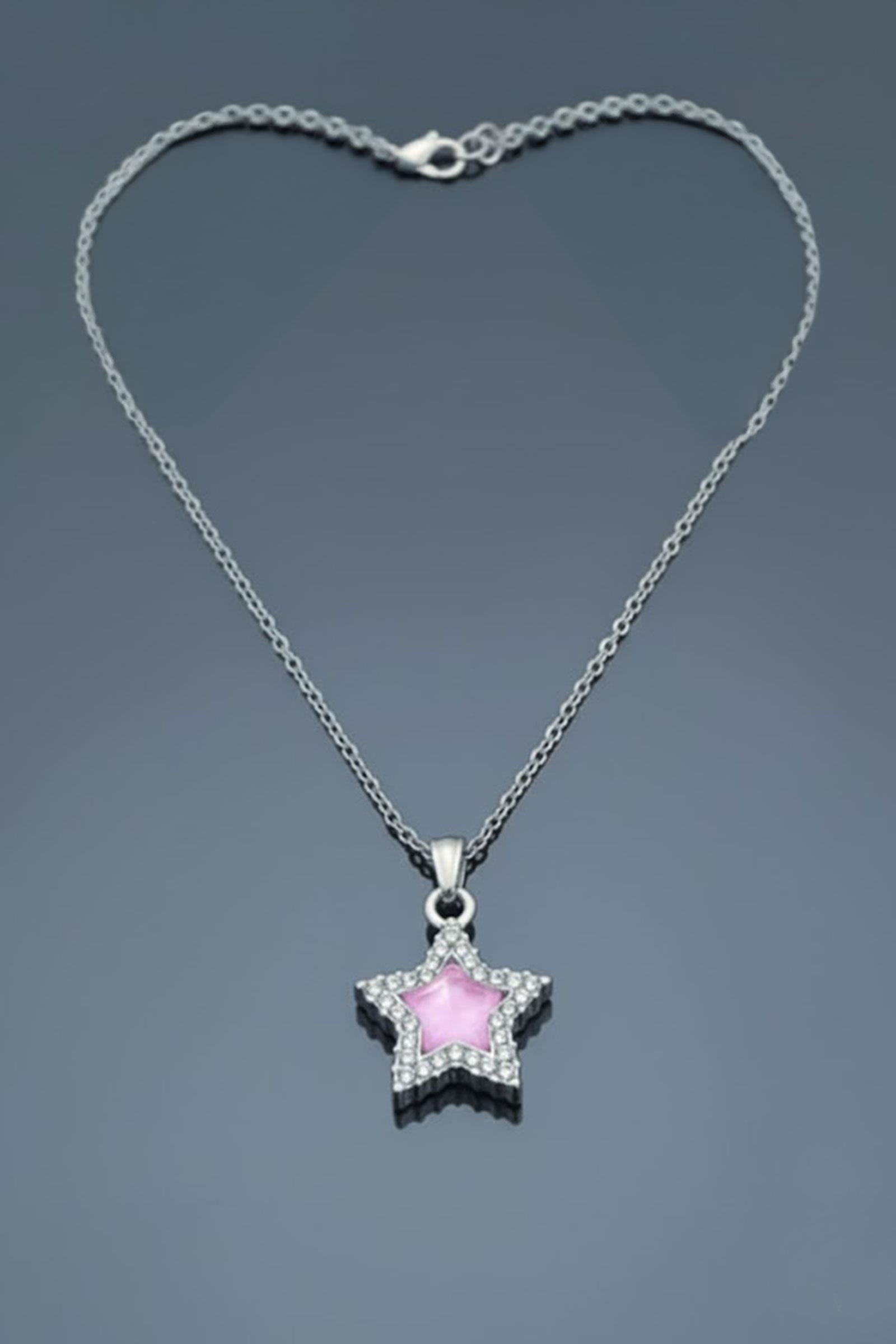 Pembe Yıldız Taşlı Couple Çift Kolye