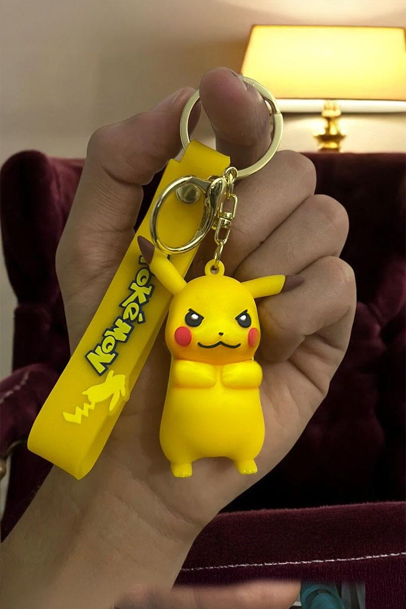 Sarı Pokemon Angry Pikachu Silikon Anahtarlık