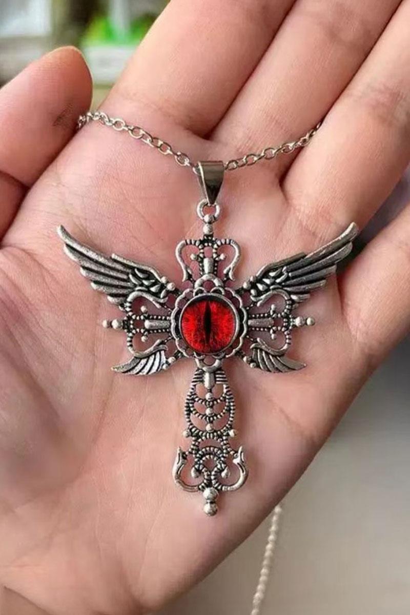 Silver Gotik Kırmızı Şeytan Gözü Kolye