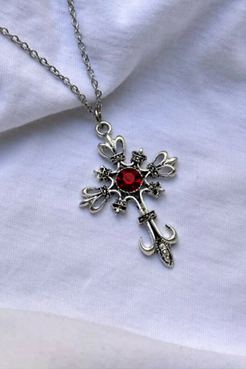 Silver Gotik Witch Res Stone Kolye