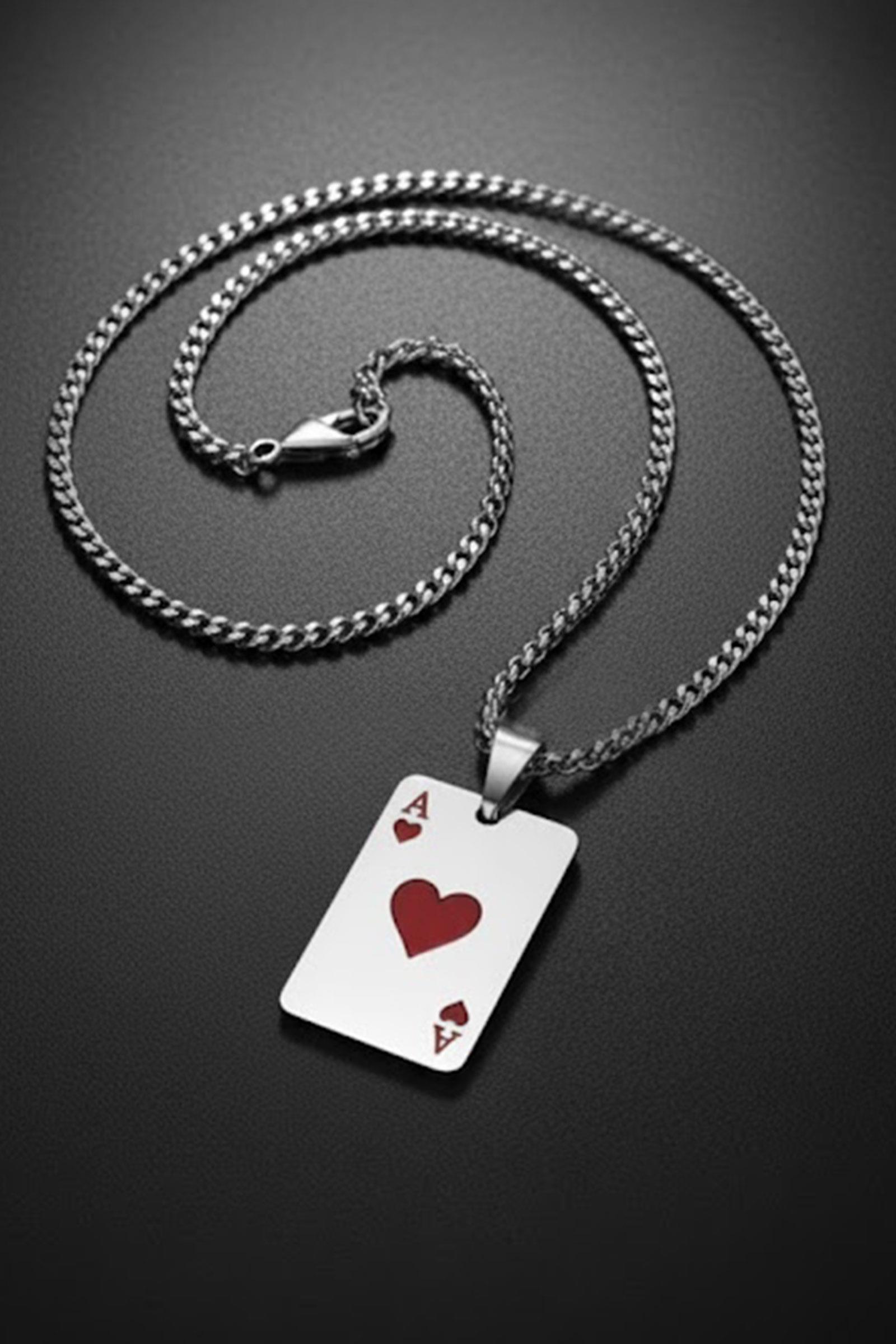 Silver Kupa Ası Zincirli Kolye