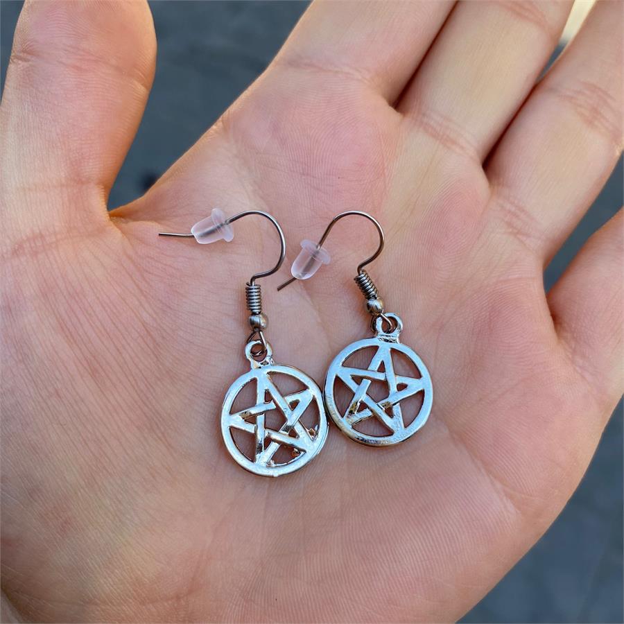 Silver Pentagram Küpe