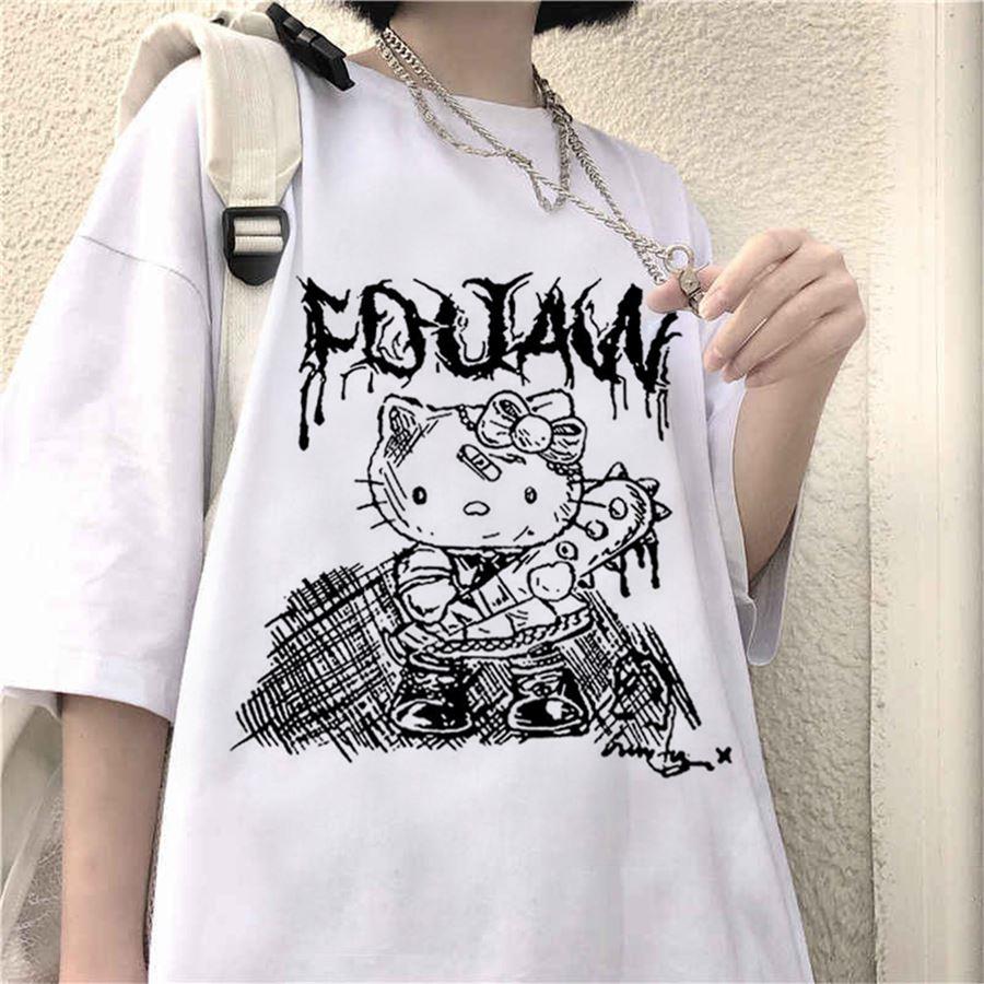 Siyah Baskılı Veteran Hello Kitty Beyaz (Unisex) T-Shirt