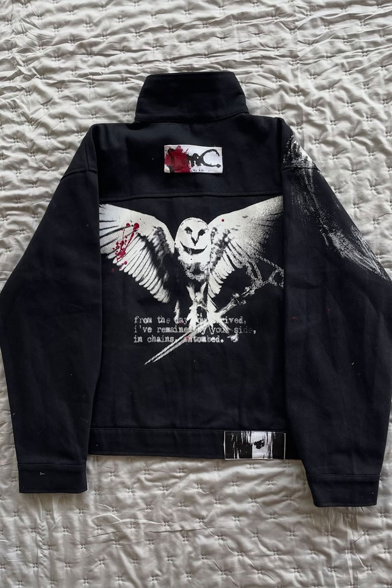 Siyah Deftones Entombed Kancalı Gabardin Grunge Gotik Y2K Unisex Ceket