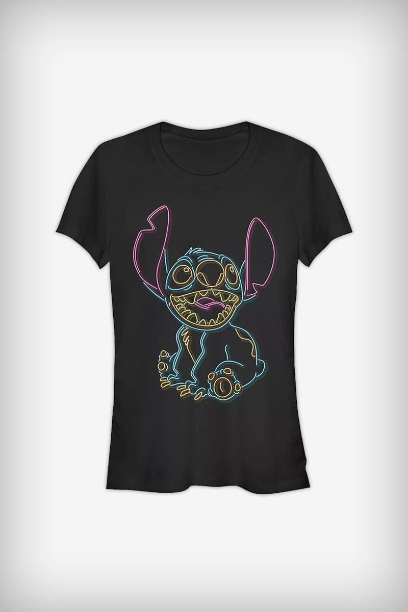Siyah Lilo and Stitch Neon Unisex T-shirt