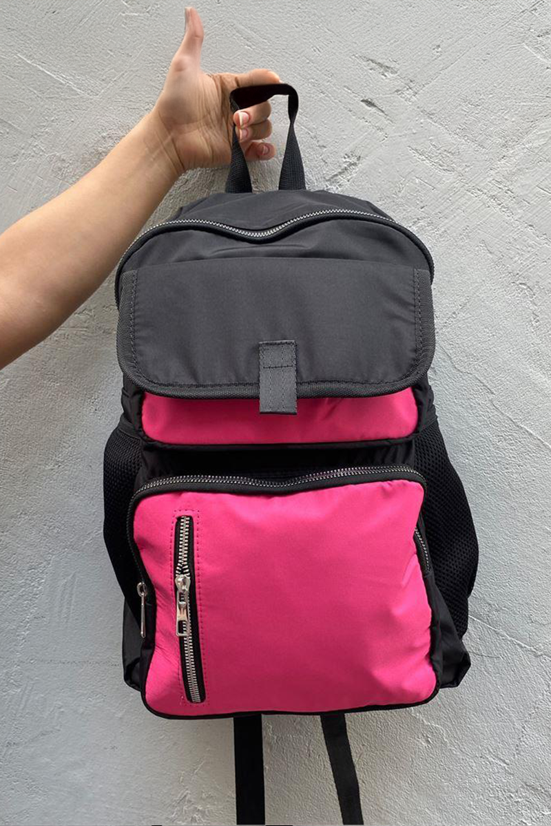 Siyah - Pembe Dört Gözlü Suluk Bölmeli Sırt Çantası