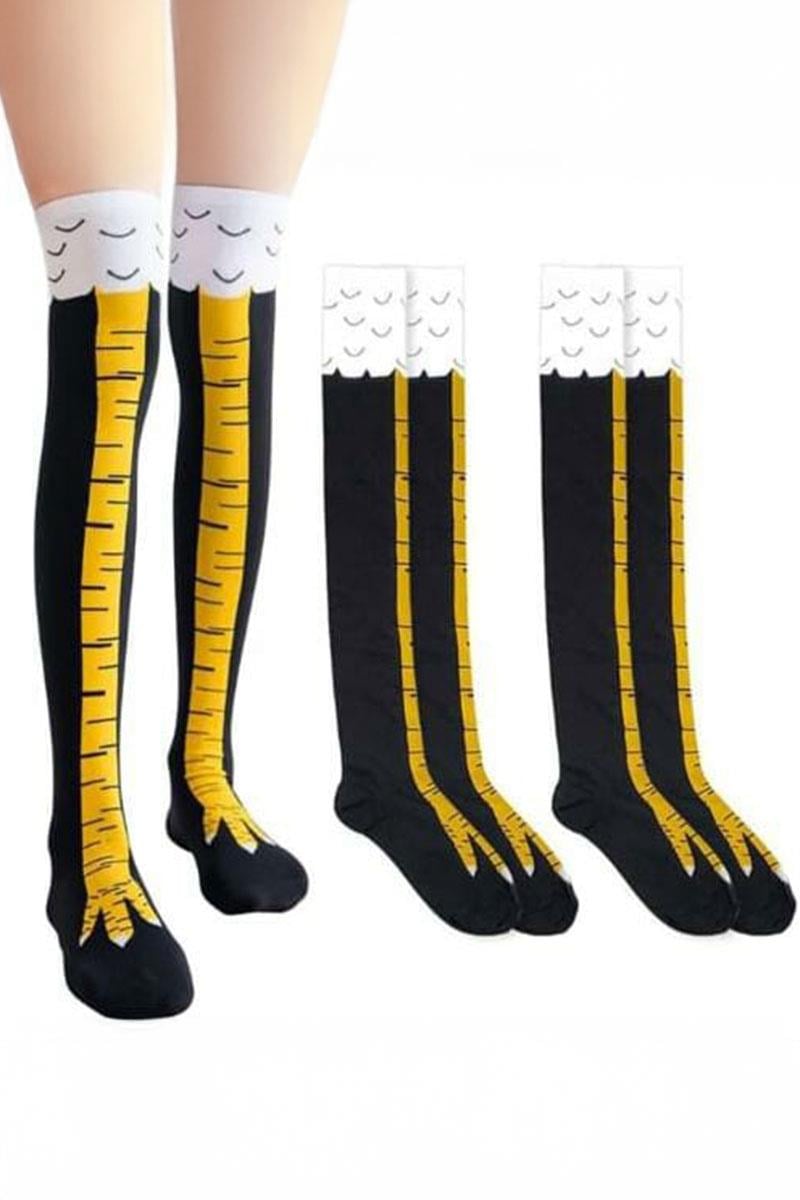 Siyah Tavuk Bacağı Diz Üstü Çorap