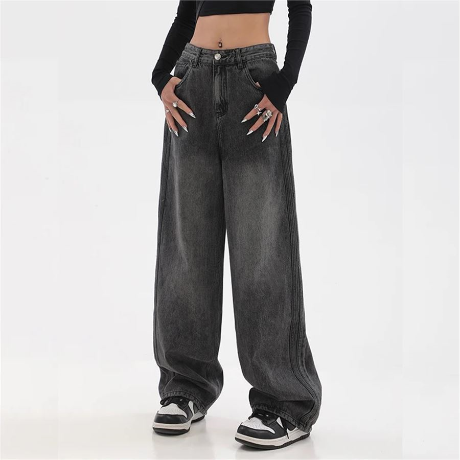 Siyah Vintage Yıkamalı Baggy Jean Pantolon