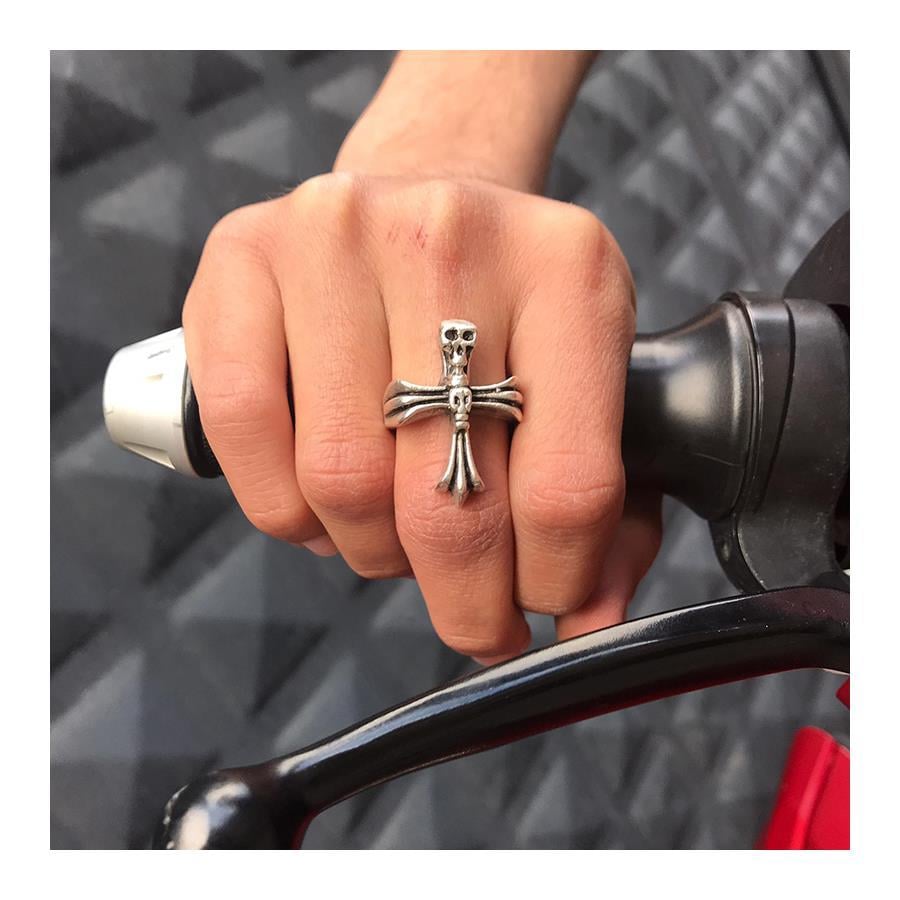 Skull And Cross Ayarlanabilir Yüzük 