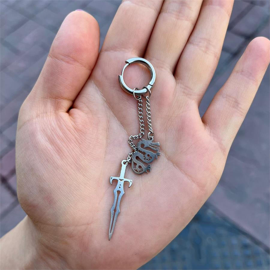 Sword And Dragon İkili Zincirli Küpe