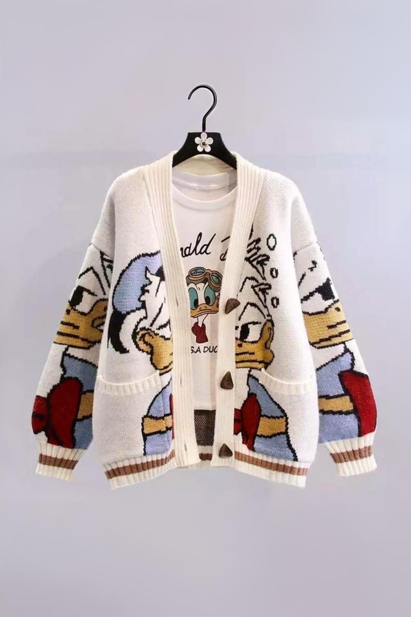 Yeni Daffy Duck Cute Oversize Kazak Hırka