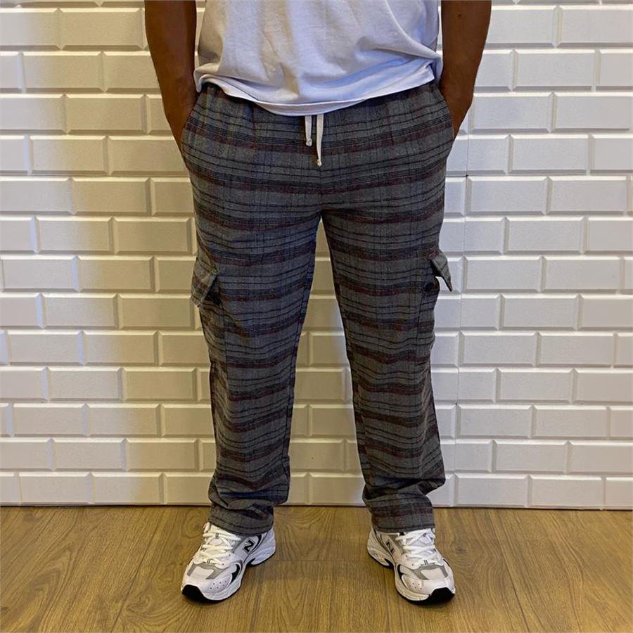 Yeni Kargo Cepli Ekoseli Antrasit Rahat Pantolon