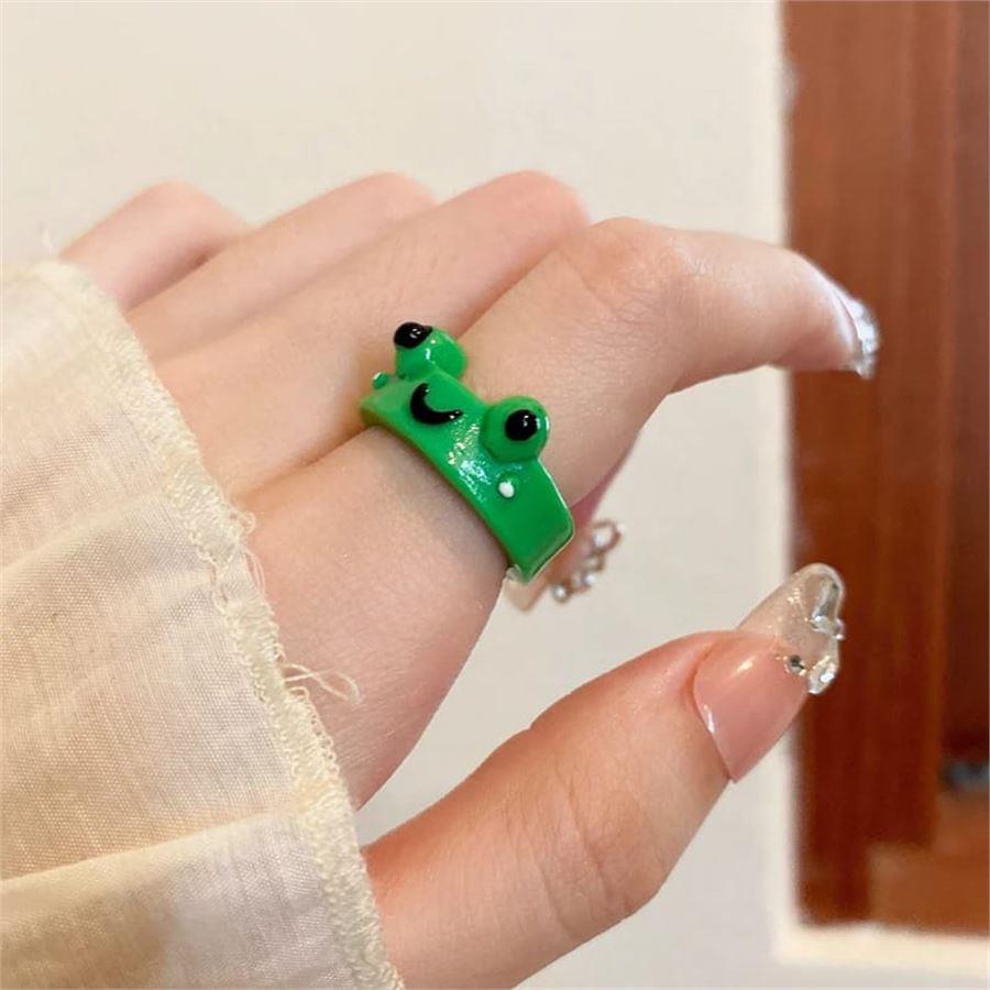 Yeşil Laughing Frog Yüzük