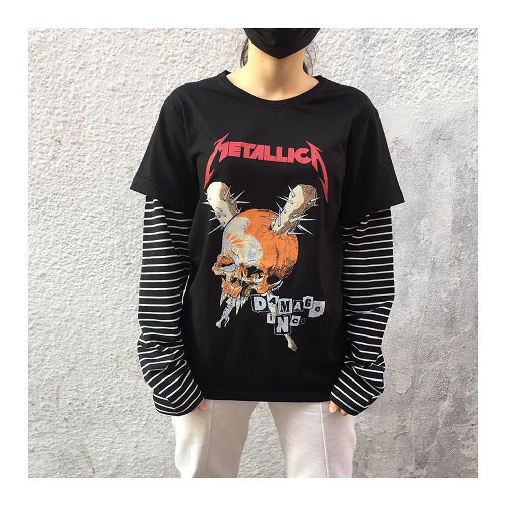 Metallica - Damage Inc. (Unisex) Çizgili Kollu T-Shirt