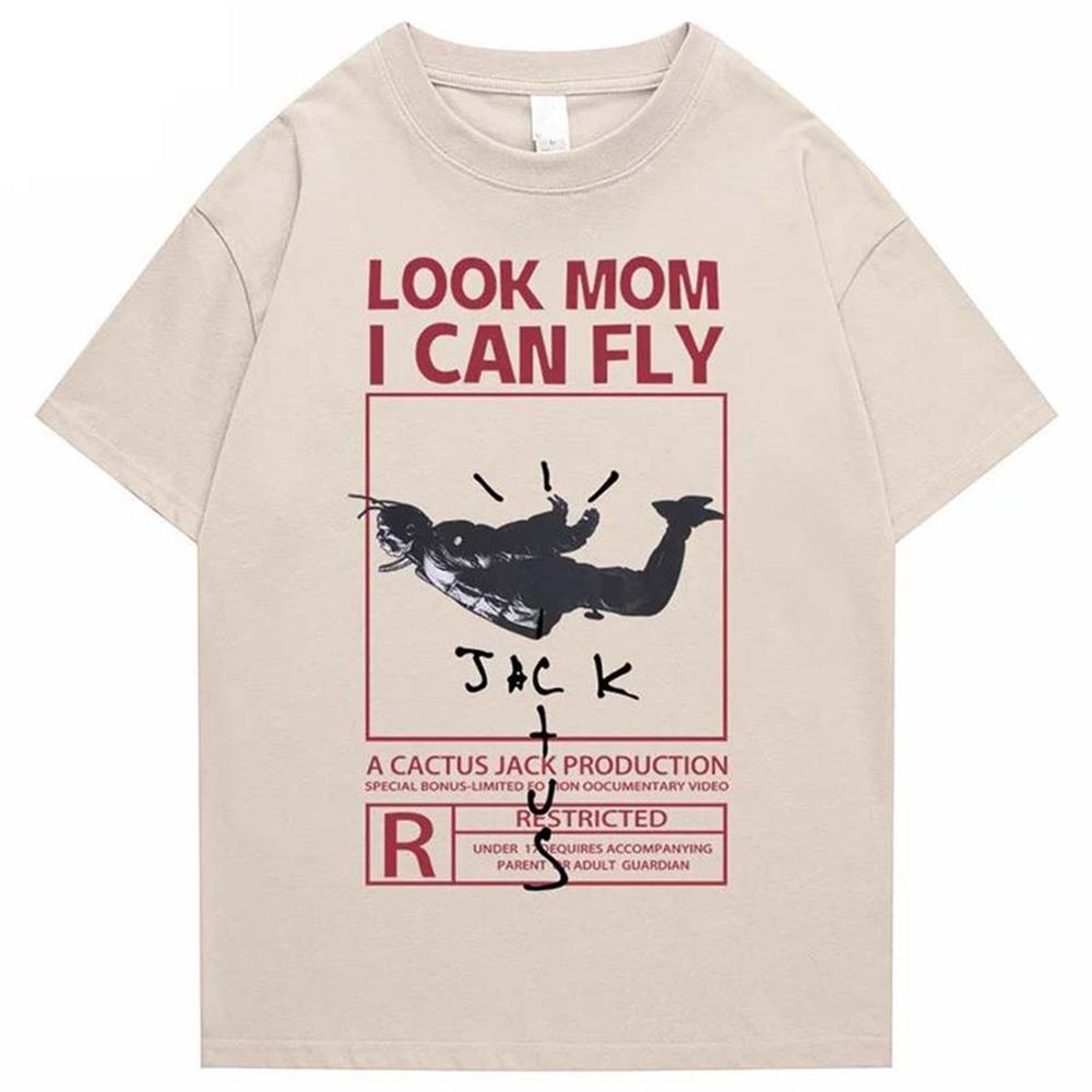 Tシャツ・カットソー Travis Scott Look Mom I Can Fly Tee Yellow Cactus Jack ASTROWORLD T-shirt Look Mom I Can Fly Letter