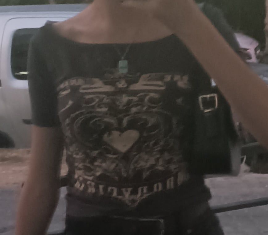 Füme Vintage MoodyGirl Omuz Açık Kısa Kollu Crop