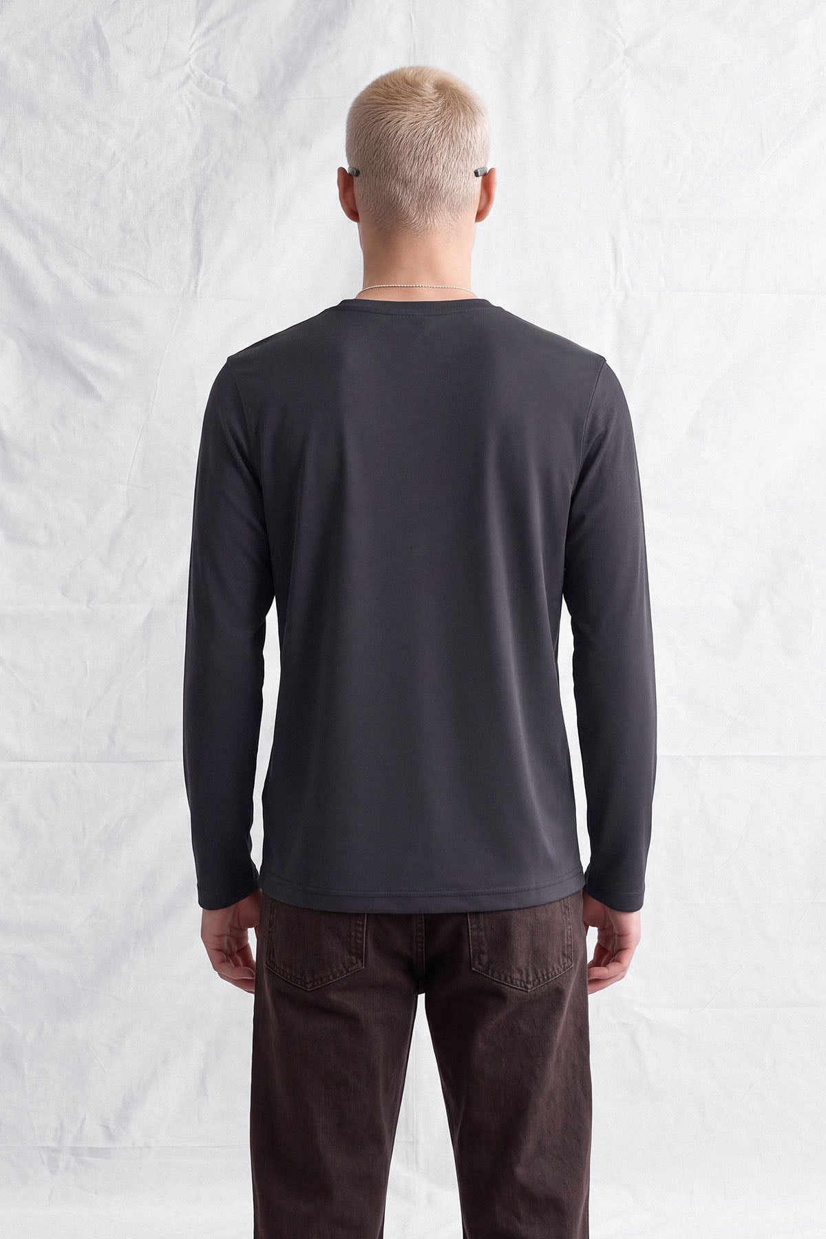 Erkek Horgen Basic Uzun Kol T-Shirt Gri