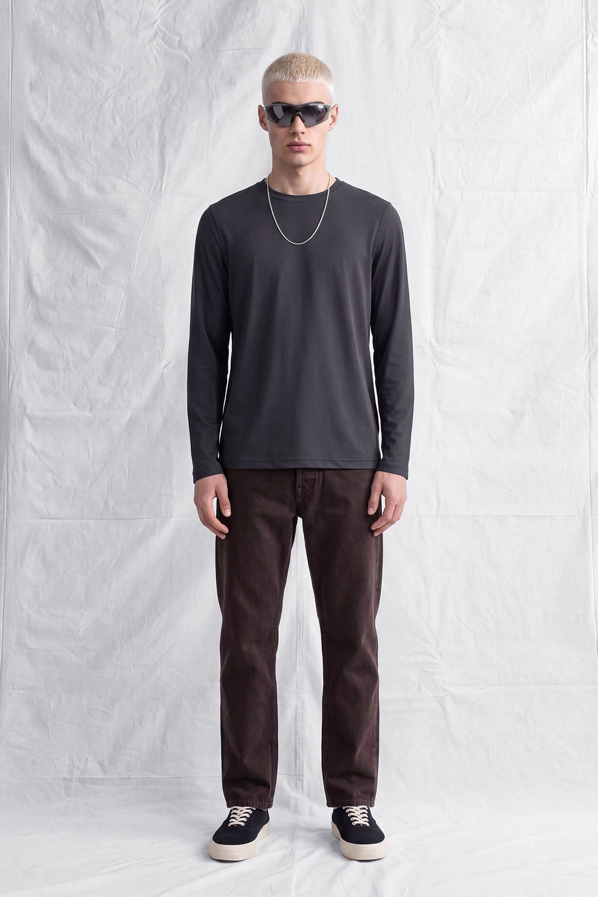 Erkek Horgen Basic Uzun Kol T-Shirt Gri