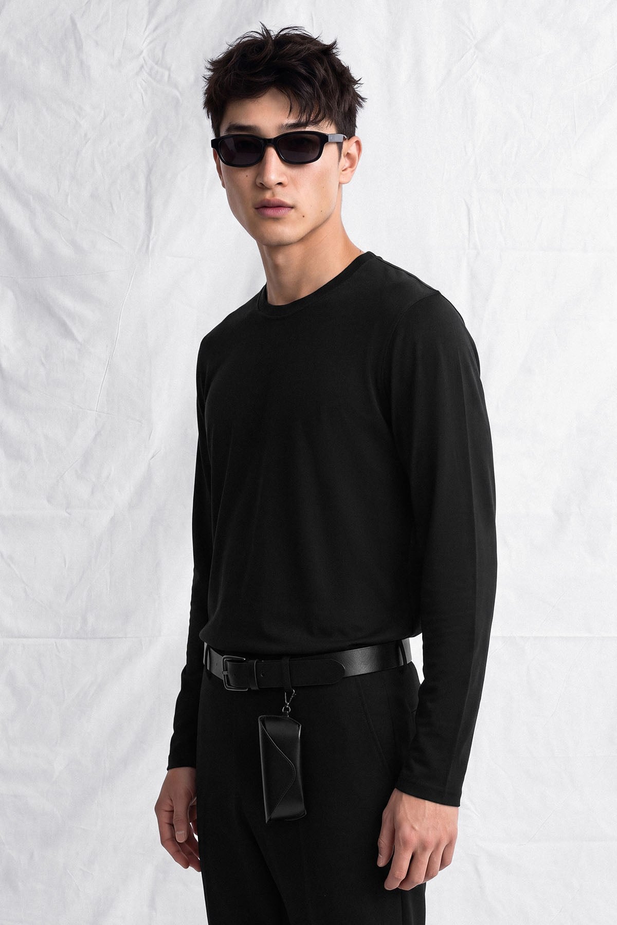 Erkek Horgen Basic Uzun Kol T-Shirt Siyah