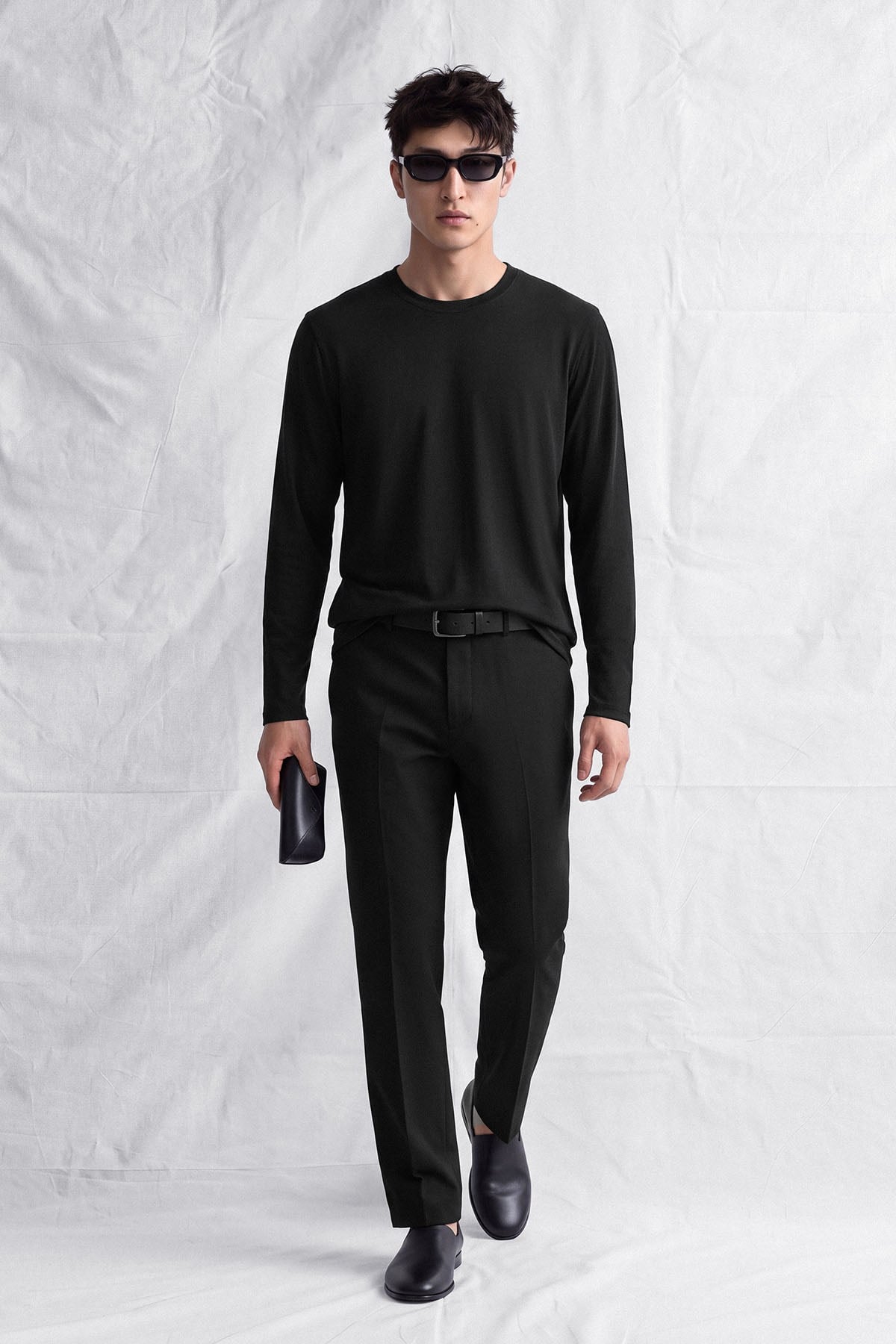 Erkek Horgen Basic Uzun Kol T-Shirt Siyah