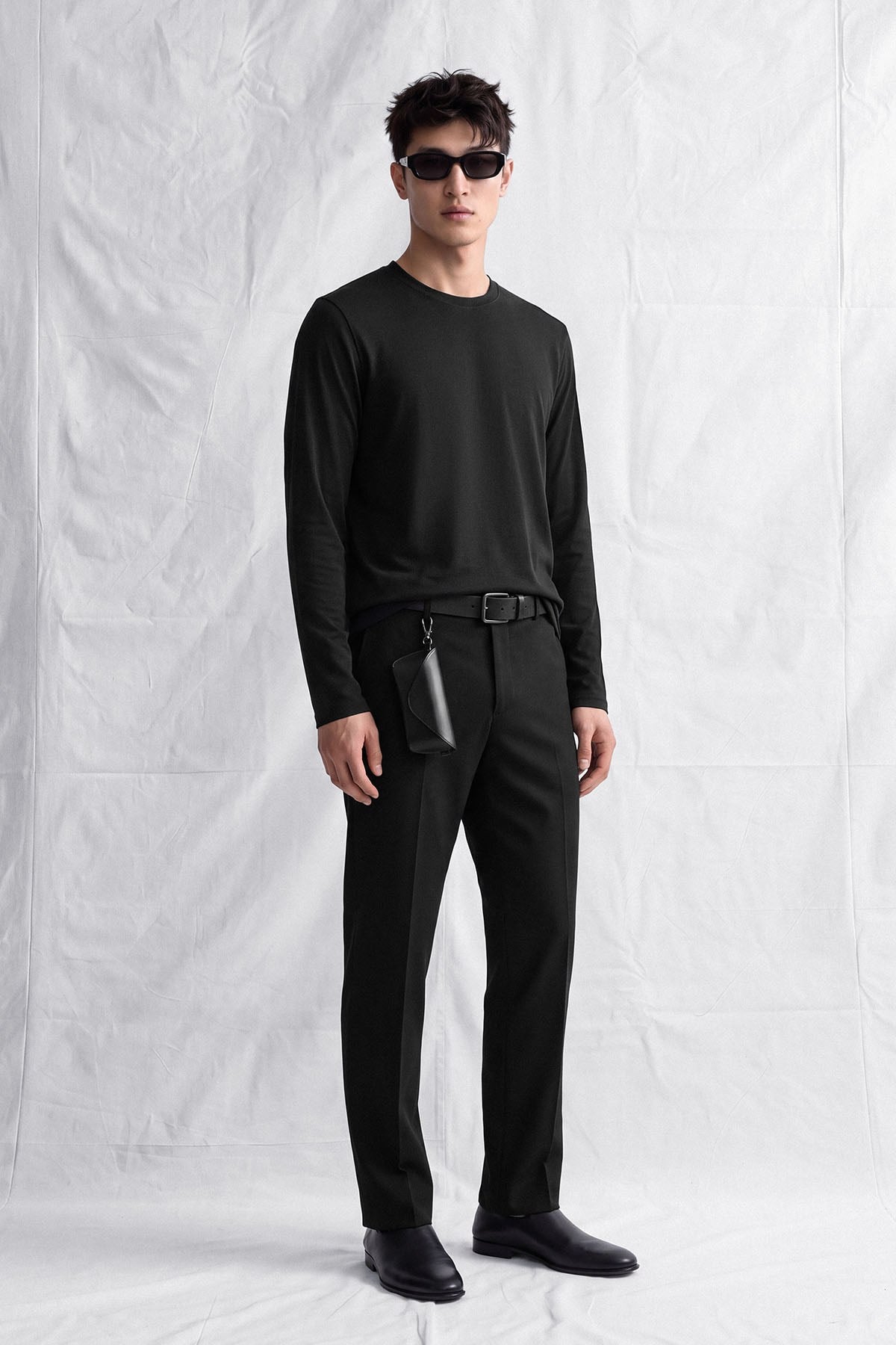 Erkek Horgen Basic Uzun Kol T-Shirt Siyah