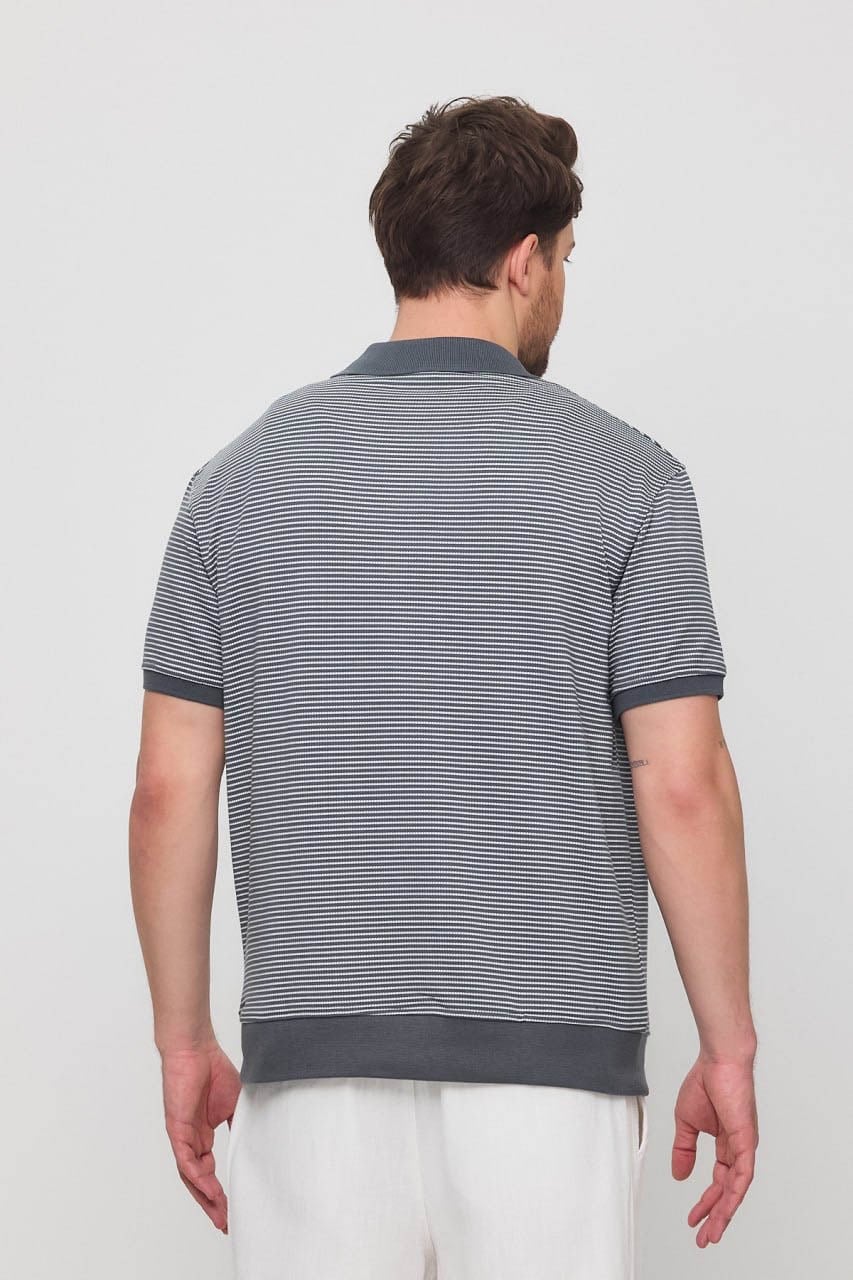Erkek Milos Yakalı T-Shirt Füme Gri