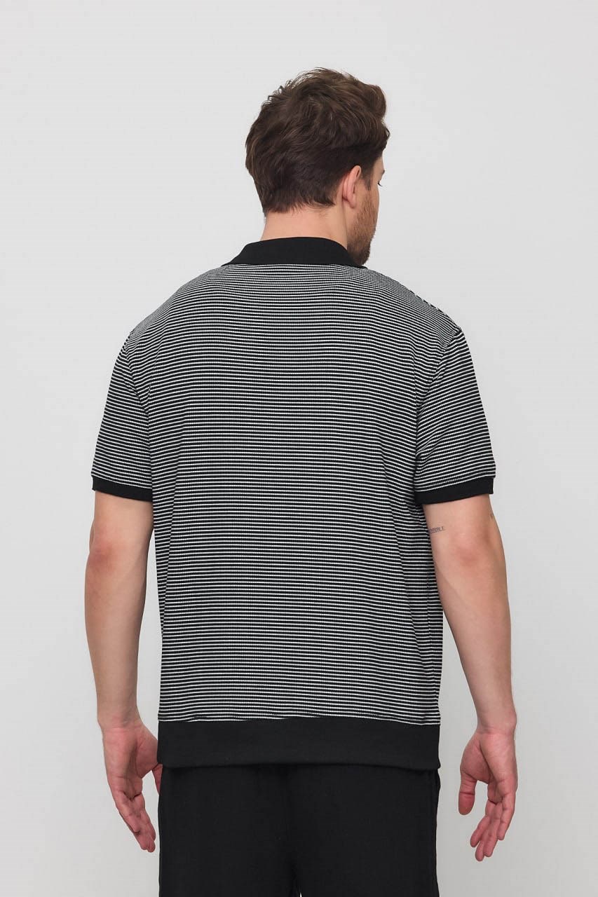 Erkek Milos Yakalı T-Shirt Siyah